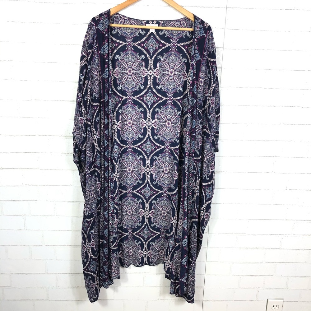 Xhiliration Printed Kimono Duster